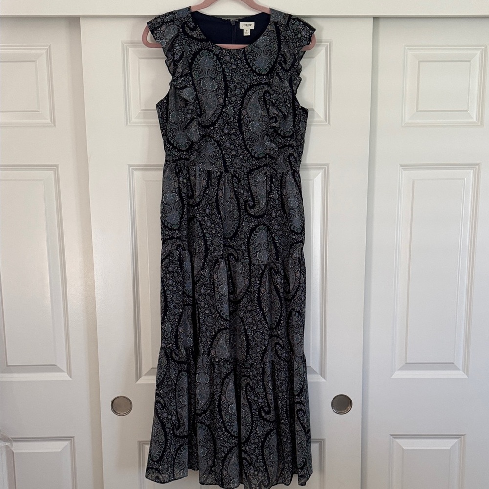 J. Crew Factory Navy & Green Paisley Maxi Dress Size: 6 NWOT